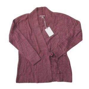 NWT Barefoot Dreams Cozychic Lite in Heather Berry Rosewood Side Tie Cardigan S